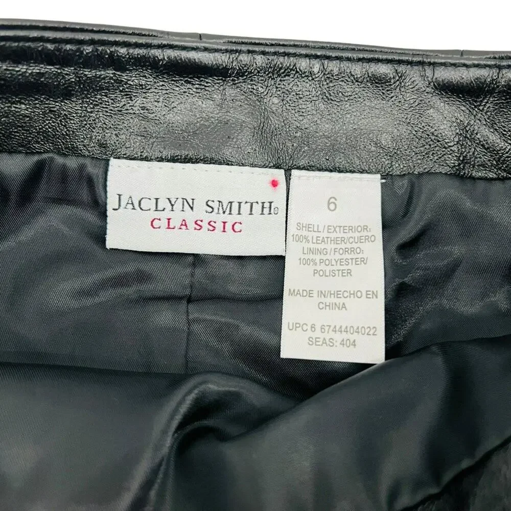 Jaclyn Smith 100% Black Leather Pencil Skirt Womens 6